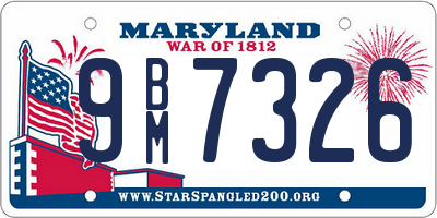 MD license plate 9BM7326