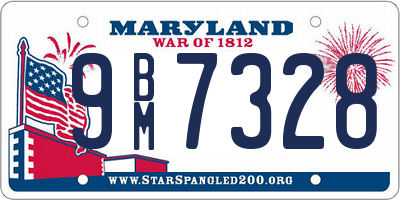 MD license plate 9BM7328