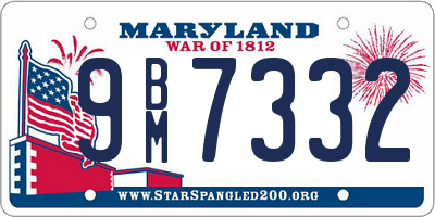 MD license plate 9BM7332