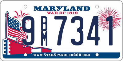 MD license plate 9BM7341