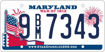 MD license plate 9BM7343