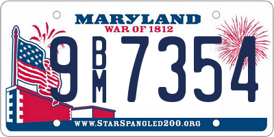 MD license plate 9BM7354