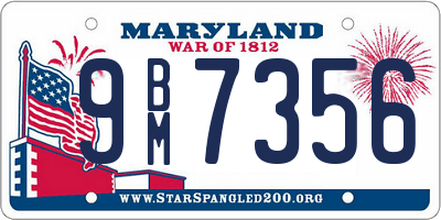 MD license plate 9BM7356