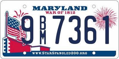 MD license plate 9BM7361