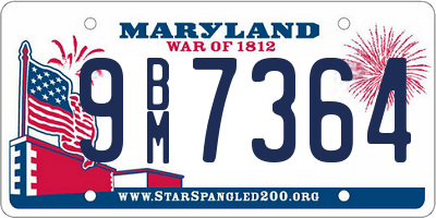 MD license plate 9BM7364