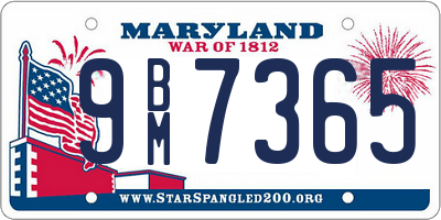 MD license plate 9BM7365