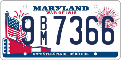 MD license plate 9BM7366