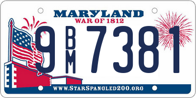 MD license plate 9BM7381