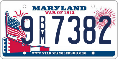 MD license plate 9BM7382