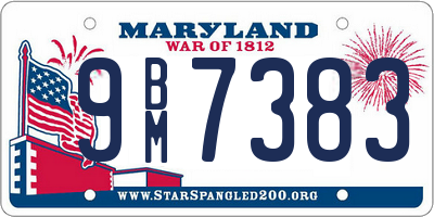 MD license plate 9BM7383