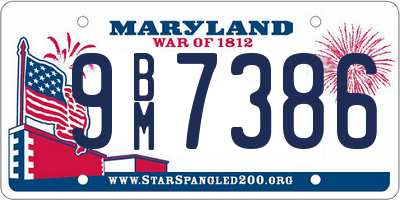 MD license plate 9BM7386