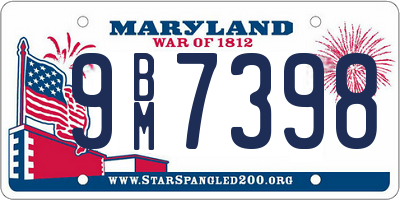 MD license plate 9BM7398