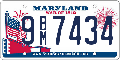 MD license plate 9BM7434