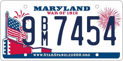 MD license plate 9BM7454