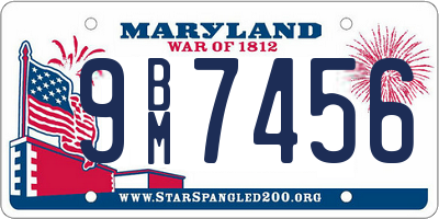 MD license plate 9BM7456