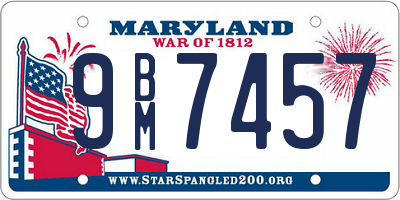 MD license plate 9BM7457