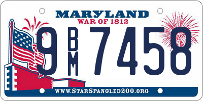 MD license plate 9BM7458