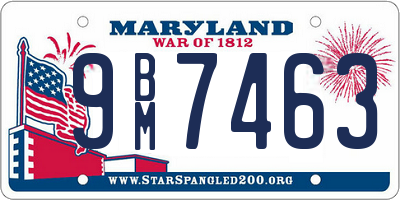 MD license plate 9BM7463