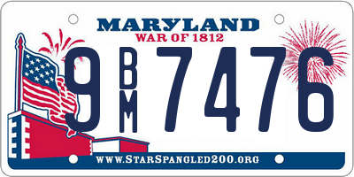 MD license plate 9BM7476