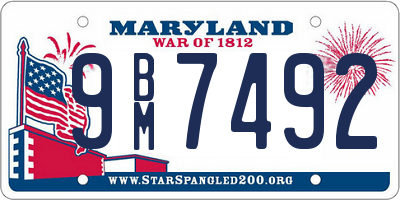 MD license plate 9BM7492