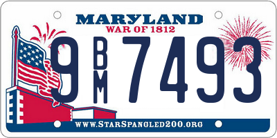 MD license plate 9BM7493