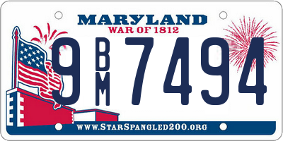 MD license plate 9BM7494