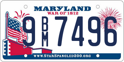 MD license plate 9BM7496