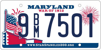 MD license plate 9BM7501