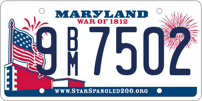 MD license plate 9BM7502