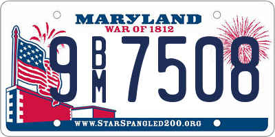 MD license plate 9BM7508