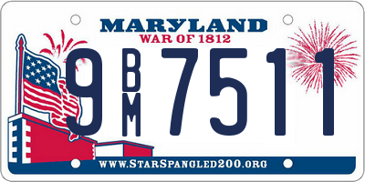 MD license plate 9BM7511