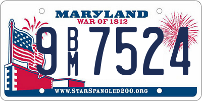 MD license plate 9BM7524