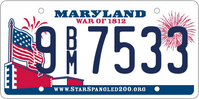 MD license plate 9BM7533