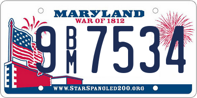 MD license plate 9BM7534