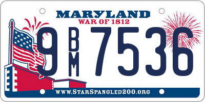 MD license plate 9BM7536