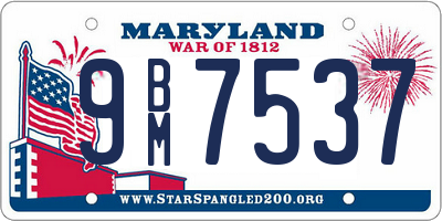 MD license plate 9BM7537