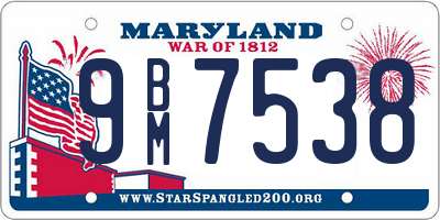 MD license plate 9BM7538