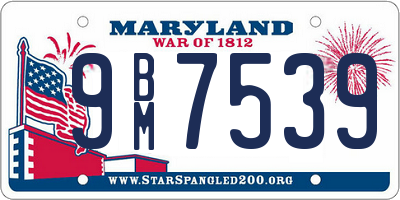 MD license plate 9BM7539