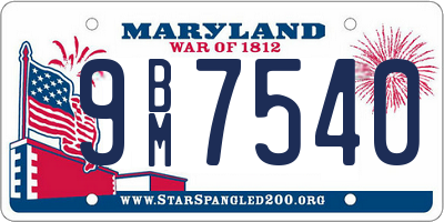 MD license plate 9BM7540