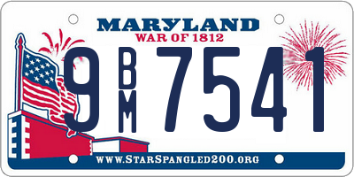 MD license plate 9BM7541