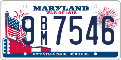 MD license plate 9BM7546