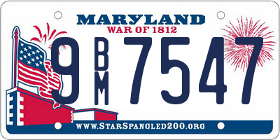 MD license plate 9BM7547