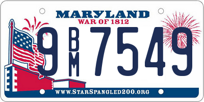 MD license plate 9BM7549