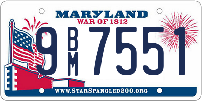 MD license plate 9BM7551