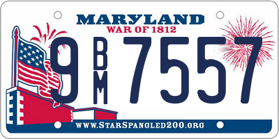 MD license plate 9BM7557