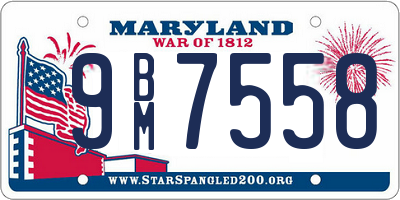 MD license plate 9BM7558