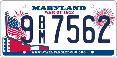 MD license plate 9BM7562