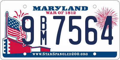 MD license plate 9BM7564