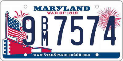 MD license plate 9BM7574