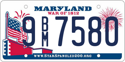 MD license plate 9BM7580